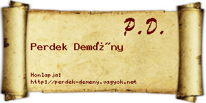 Perdek Demény névjegykártya